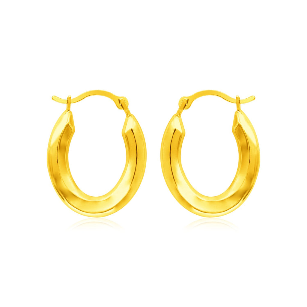 14k Yellow Gold Polished Oval Hoop Earrings-rx79255