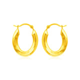 14k Yellow Gold Polished Oval Hoop Earrings-rx79255