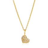 14k Yellow Gold Necklace with Gold and Diamond Heart Pendant (1/10 cttw)-rx21360-16