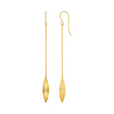 Textured Marquise Shaped Long Drop Earrings in 14k Yellow Gold-rx34079