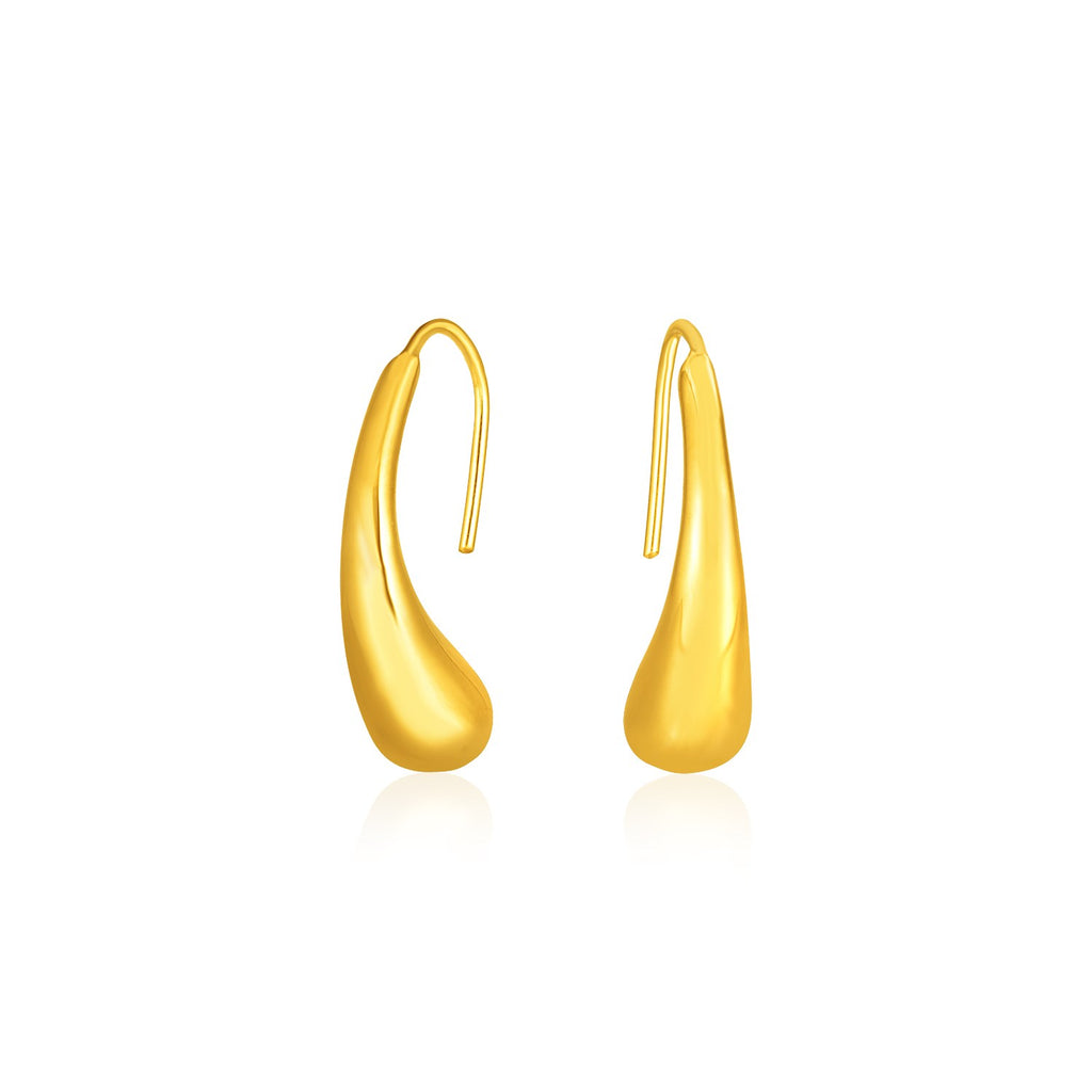 14k Yellow Gold Puffed Teardrop Earrings-rx49370