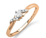 0.18 Carat (Ctw) 10k Rose/Yellow Gold Round Diamond Ladies Bridal Promise Engagement Ring - KS966